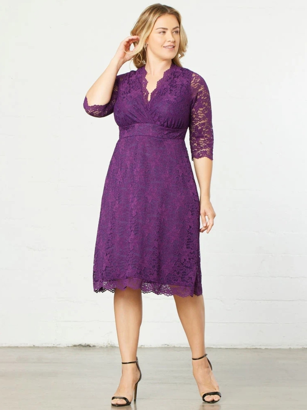 Kiyonna Scalloped Boudoir Lace Dress Plus Sz 1XL